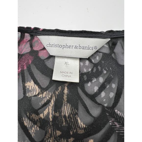 Christopher & Banks Cardigan Jacket X-Large Burnout Velvet Whisigoth Fairy XL - Picture 8 of 9